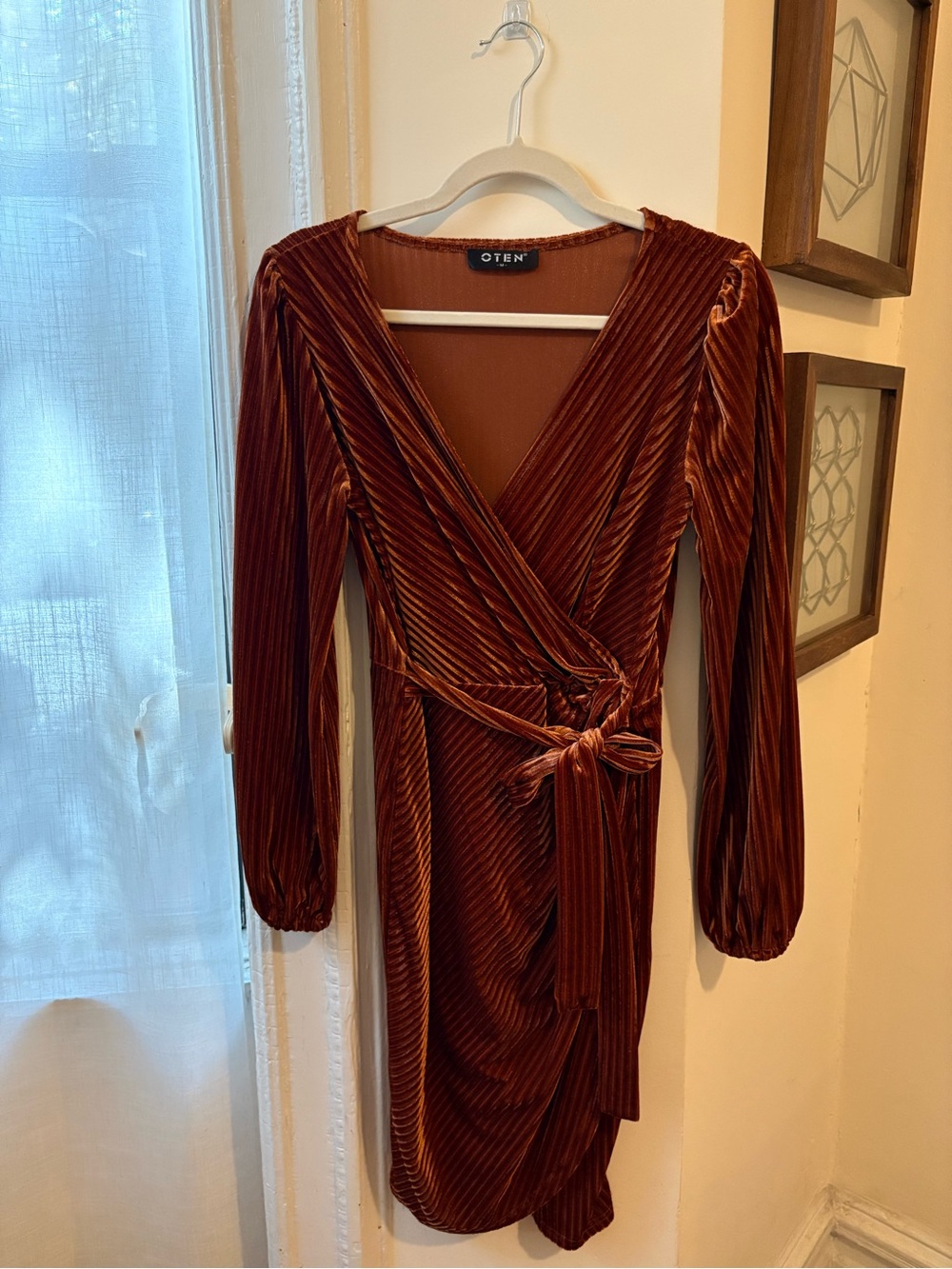 Rust Velvet Wrap Dress